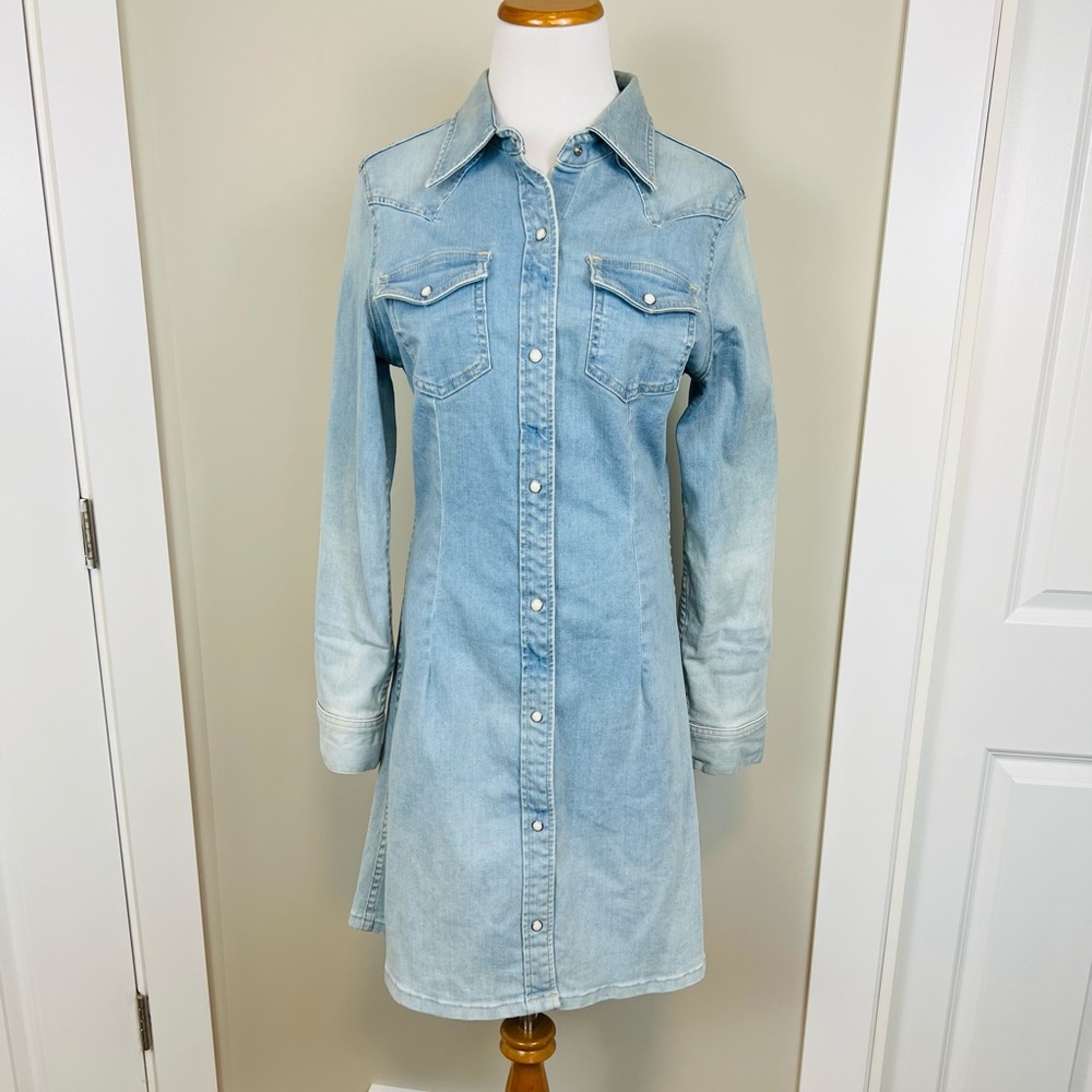 AG Adriano Goldschmied Denim Blue Long Sleeve Dress